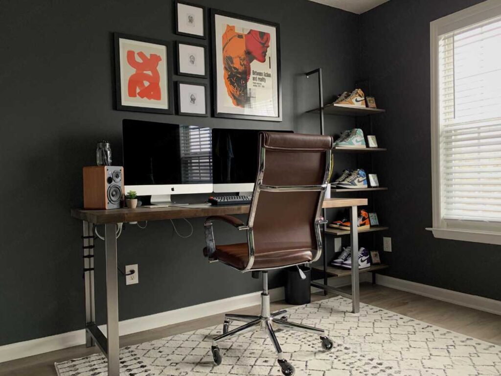 a masculine home office setup