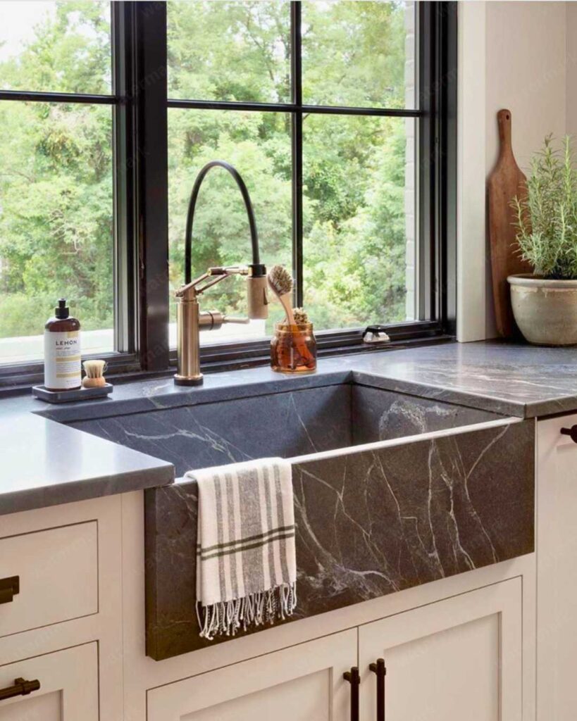 a soapstone apron kitchen sink