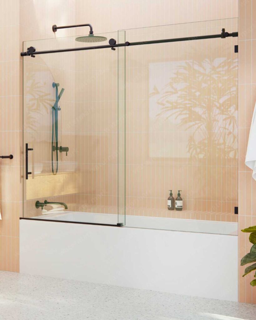 alcove shower tub combo with sliding door