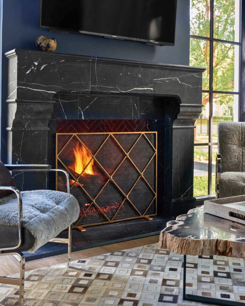 art deco living room idea fireplace