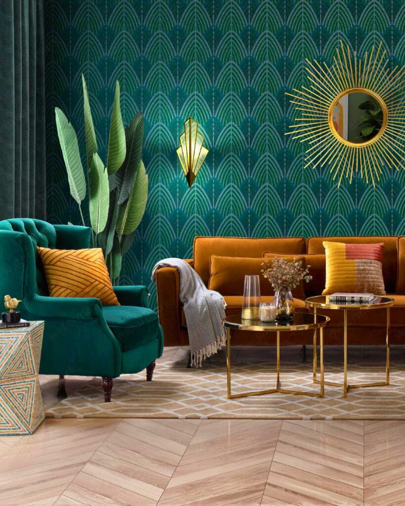 art deco living room idea wallpaper