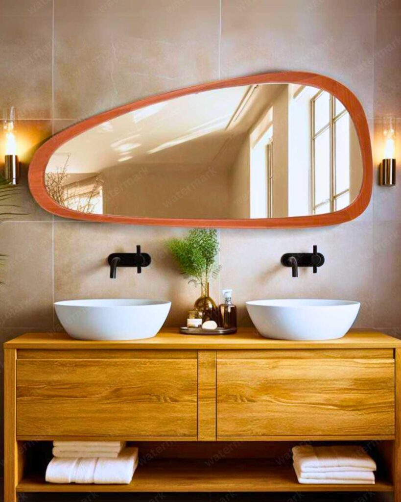 asymmetrical bathroom mirror design