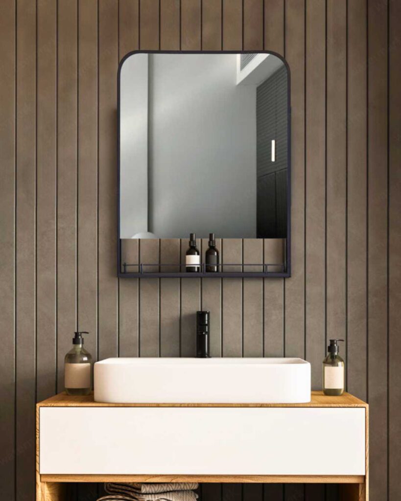 bathroom mirror with shelf design