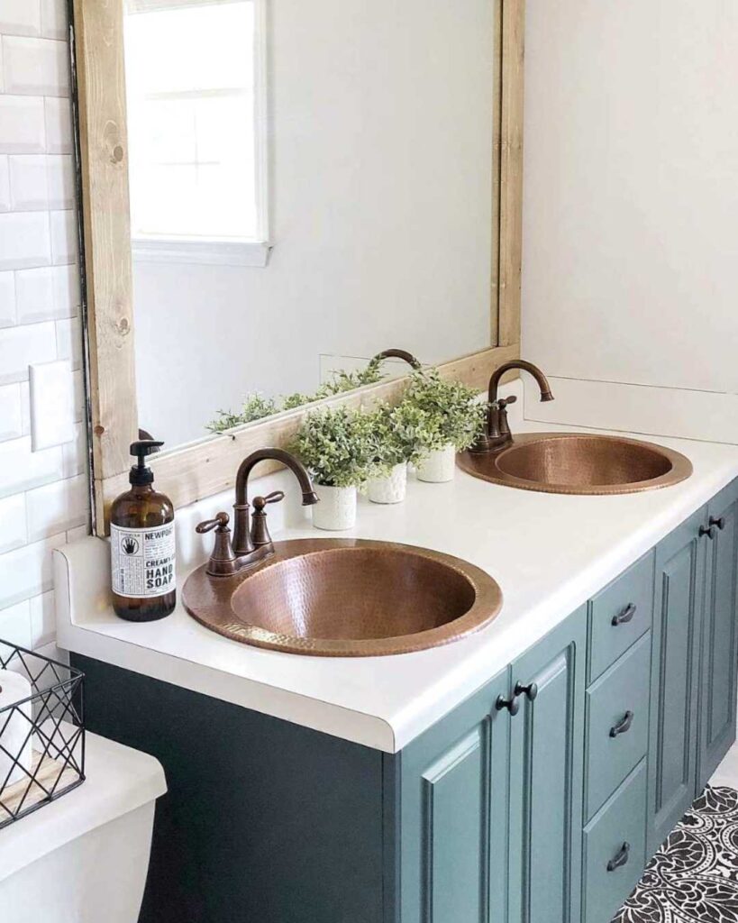 bathroom with copper sink