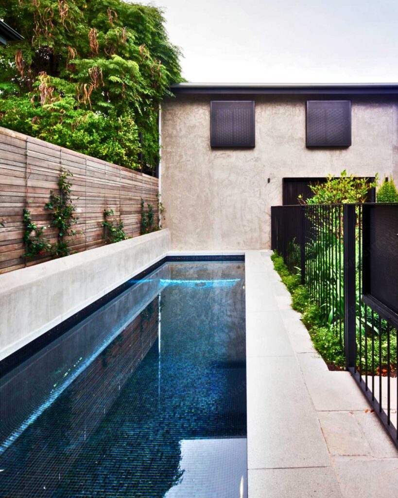 black tile swimming pool