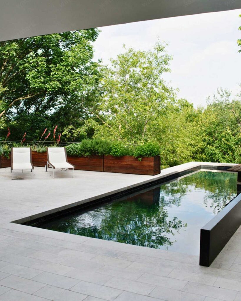 black tile swimming pool