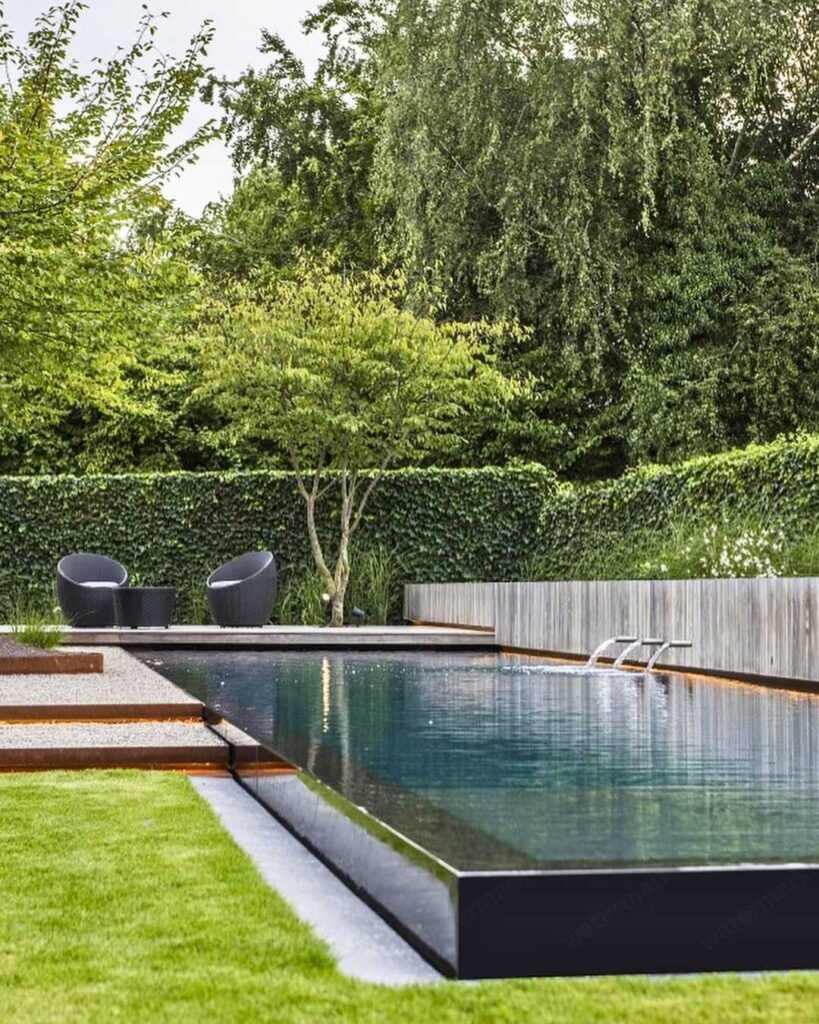 black tile swimming pool