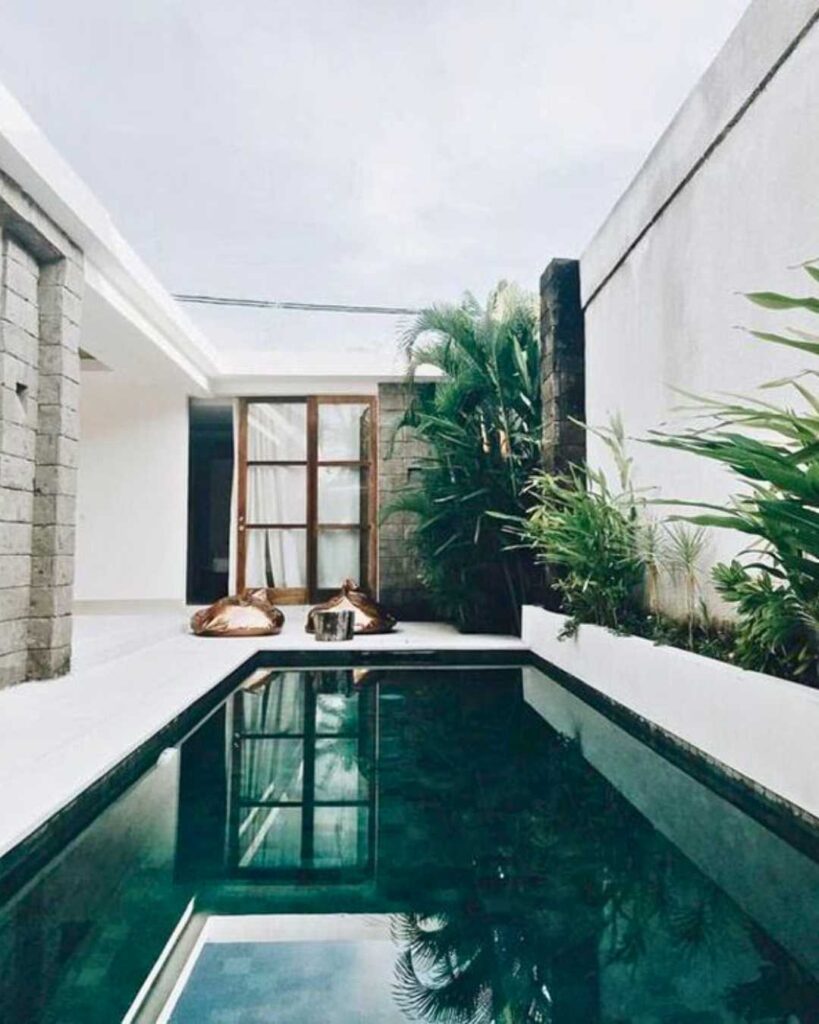 black tile swimming pool