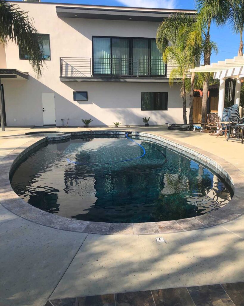 black tile swimming pool