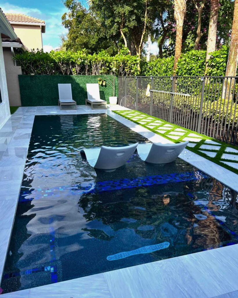 black tile swimming pool