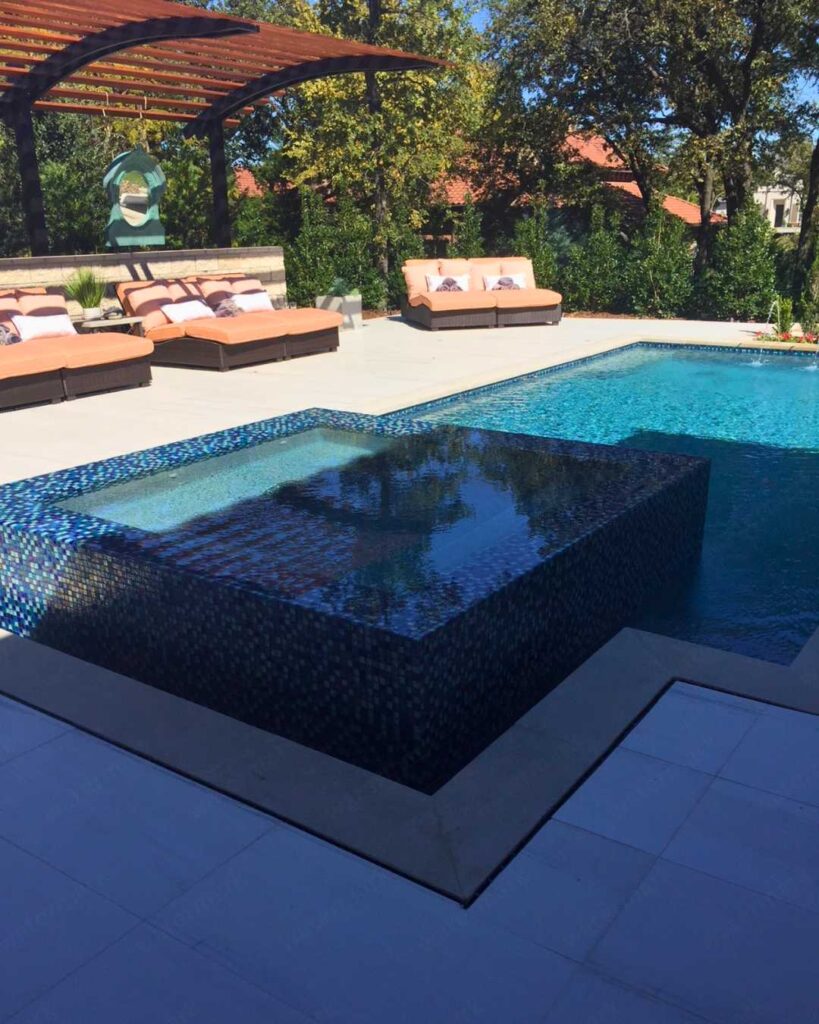 black tile swimming pool