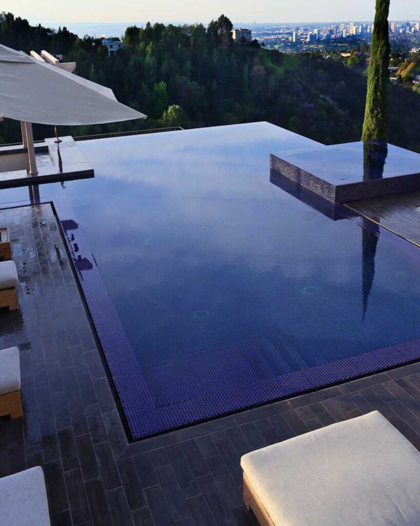 black tile swimming pool