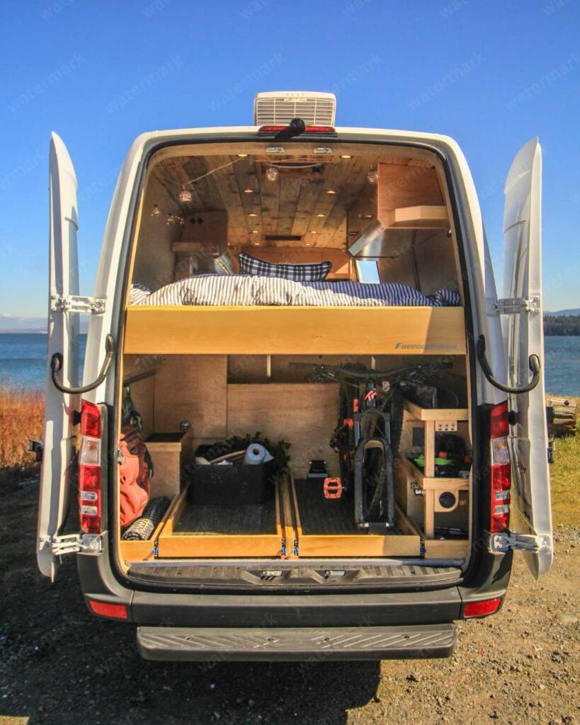 camper van bed ideas fixed with storage