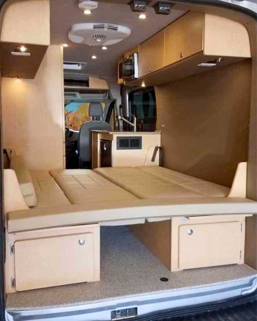 camper van bed ideas with parallel bench