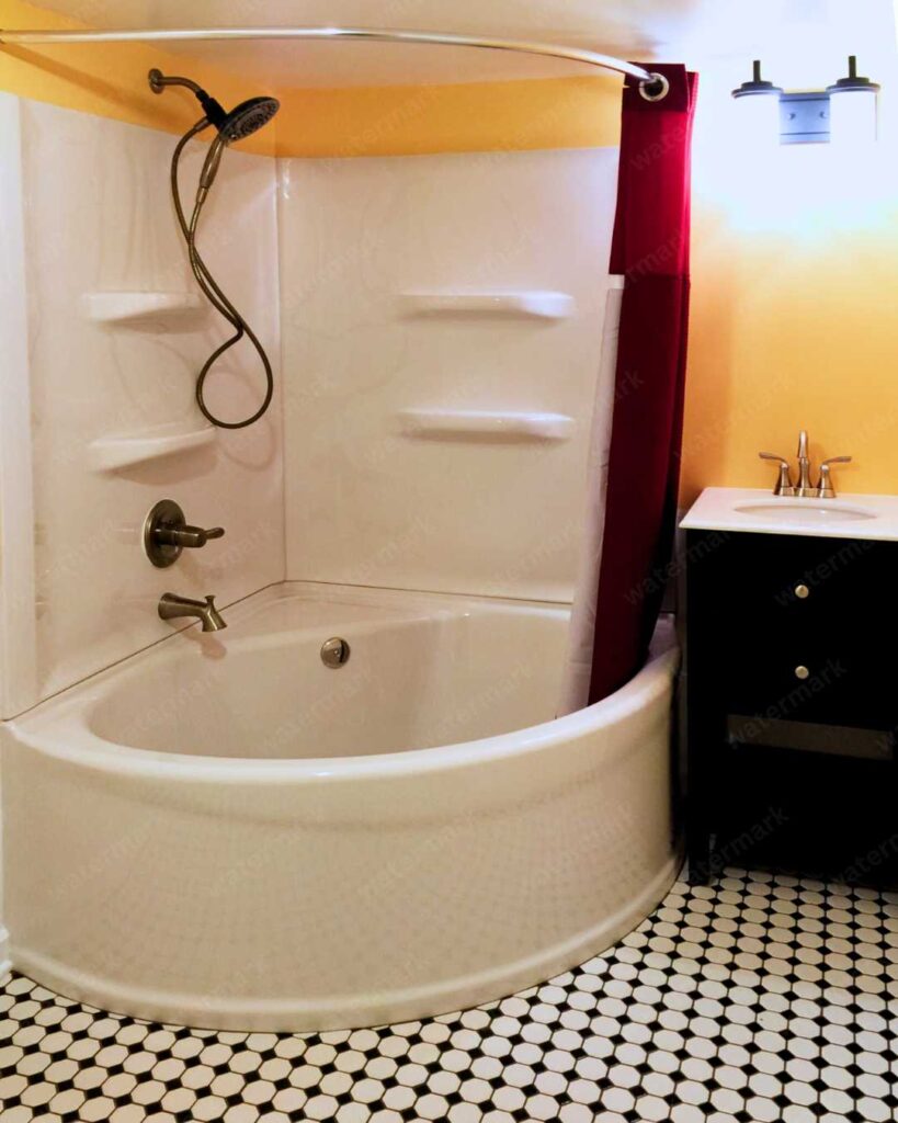 corner shower tub combo with curtain