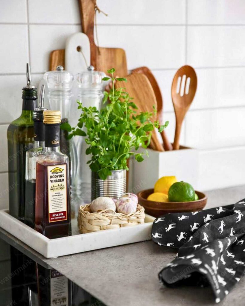 countertop tray in kitchen