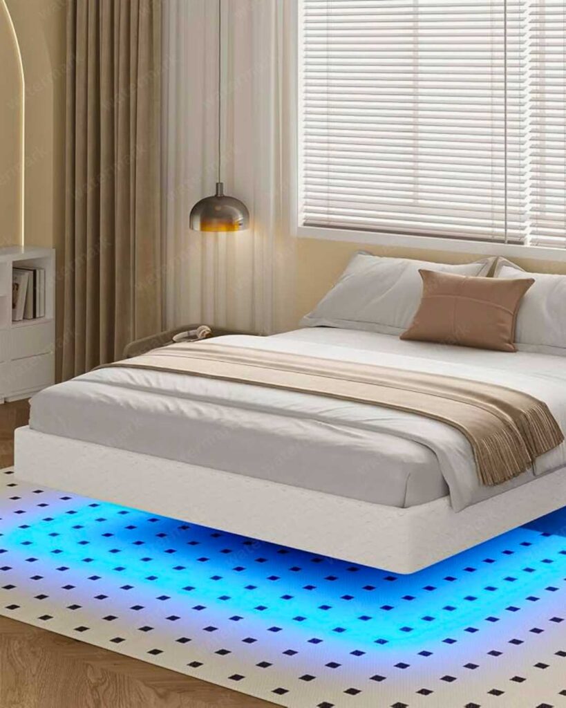 floating bed frame idea with led light