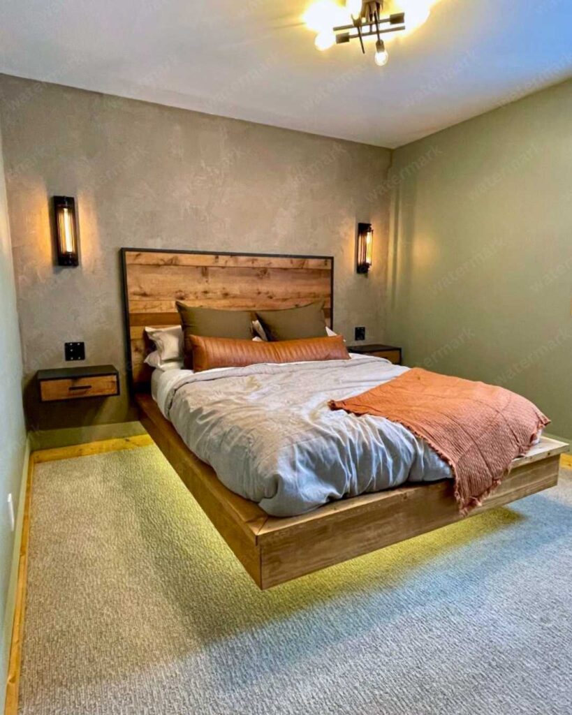 floating bed frame idea with led light