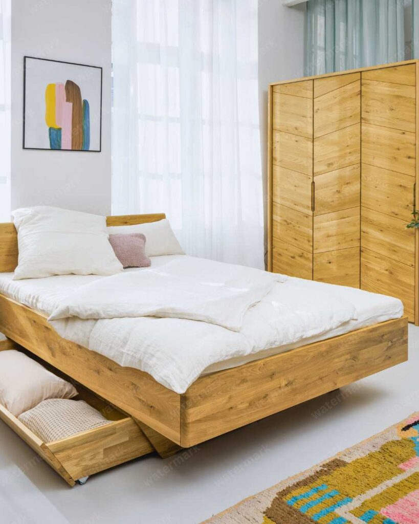 floating bed frame idea with hidden storage