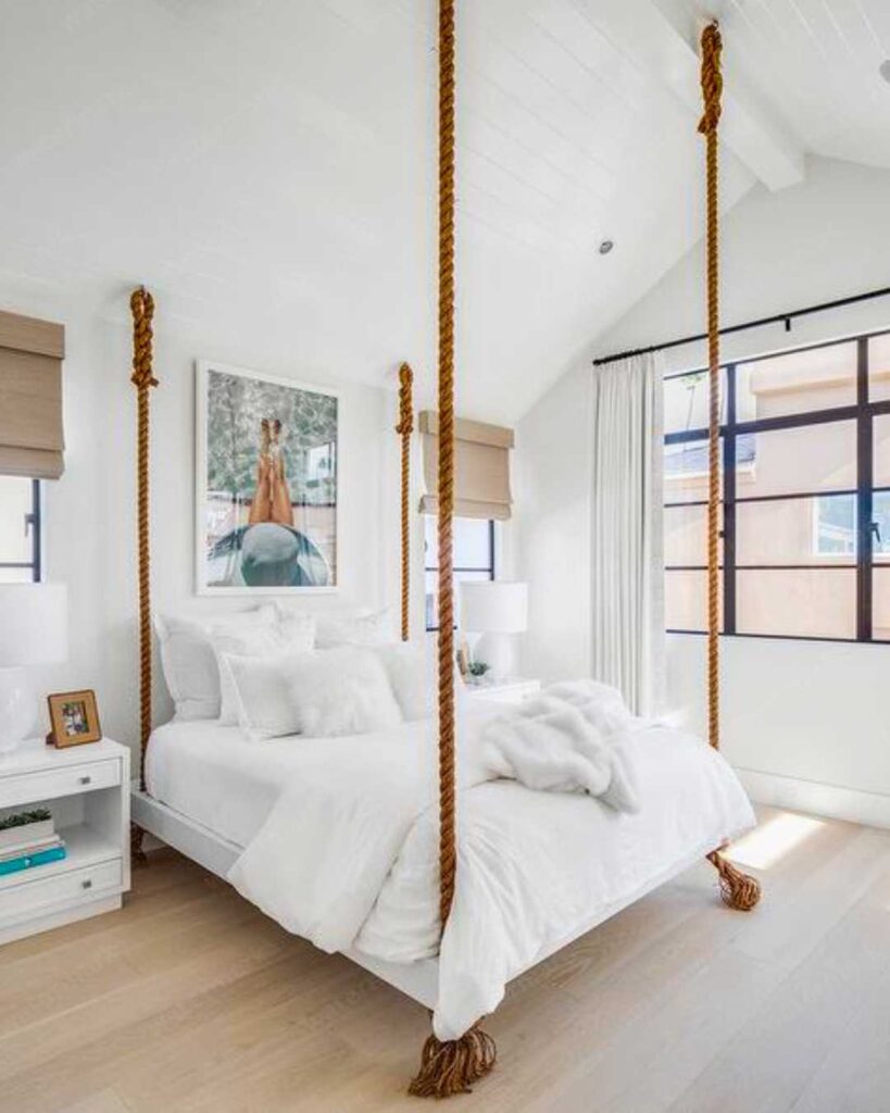 floating hanging bed frame idea