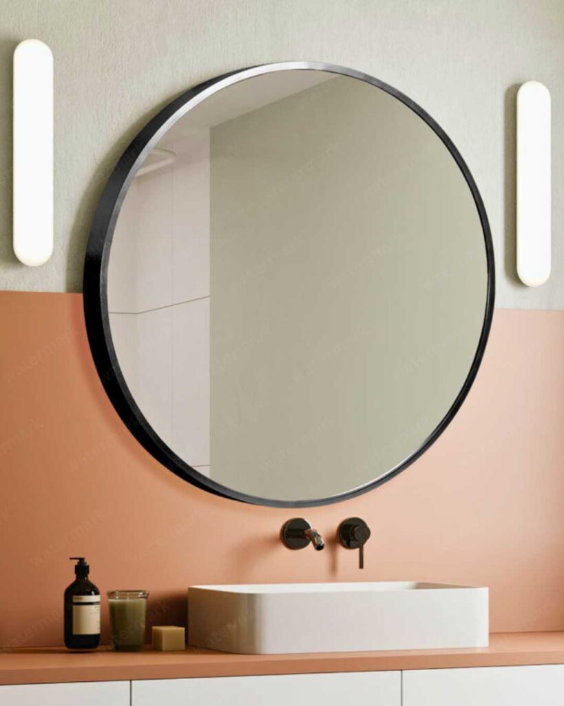 framed bathroom mirror design