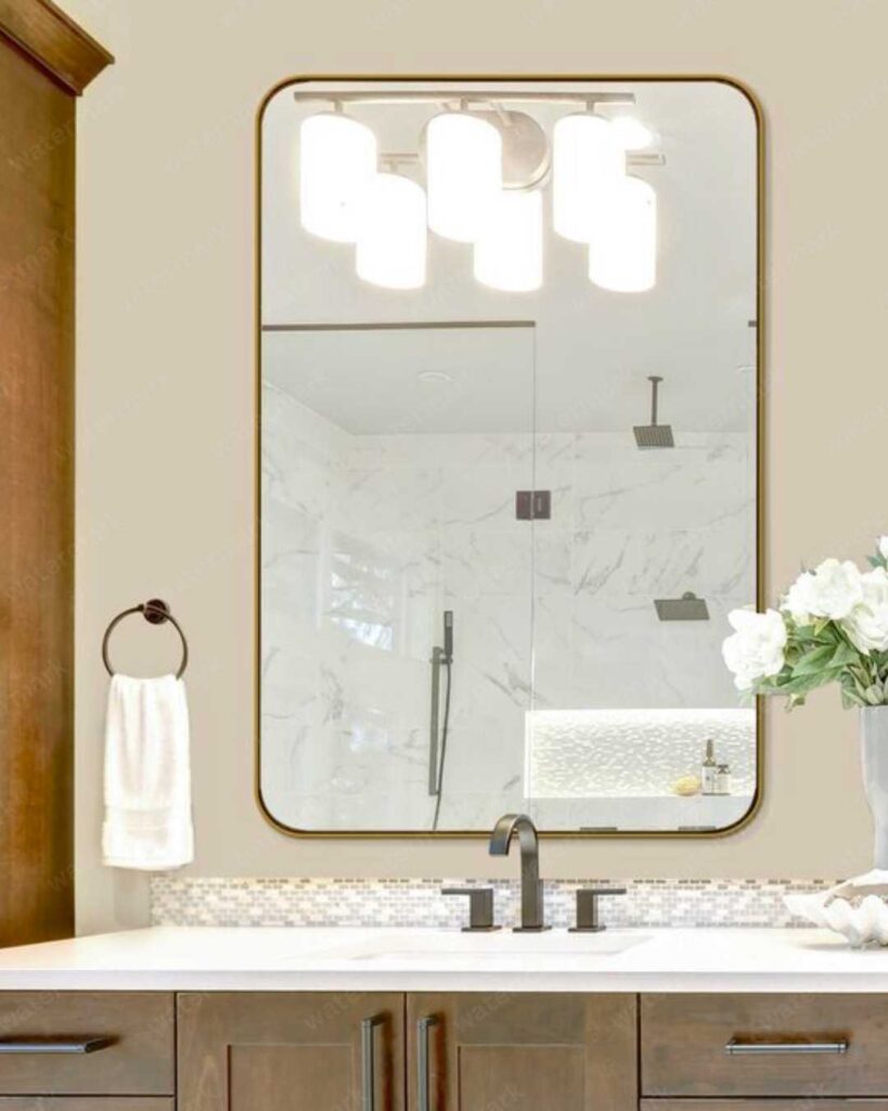 framed bathroom mirror design