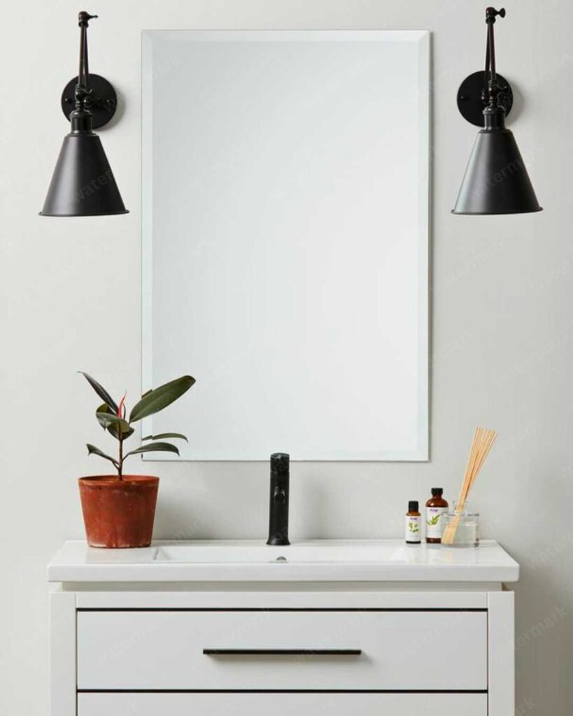 frameless bathroom mirror