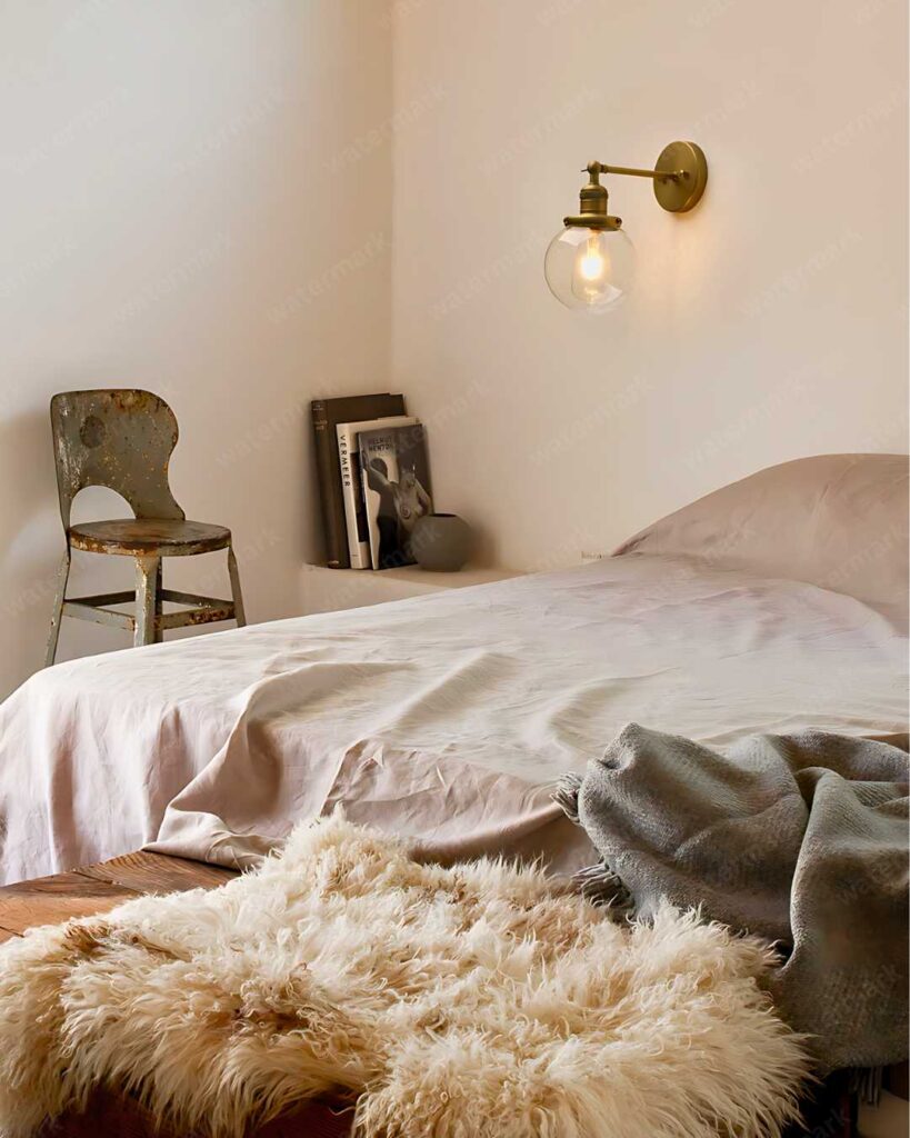 industrial bedroom with sconce