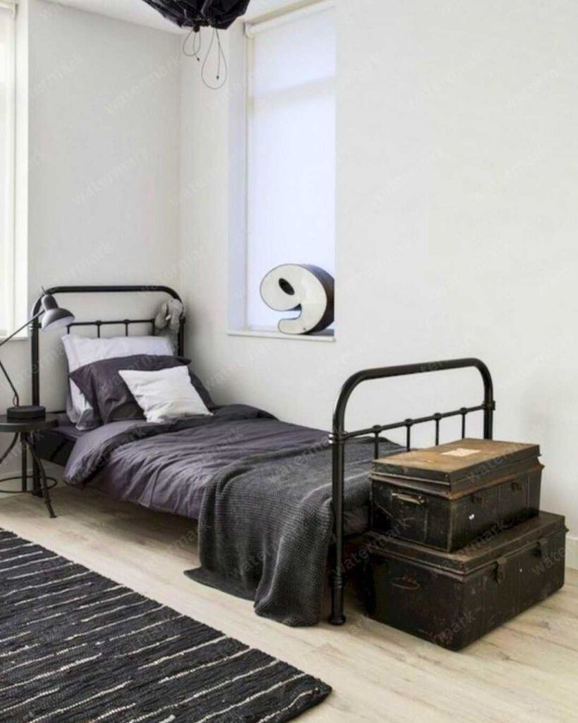 industrial bedroom with trunks