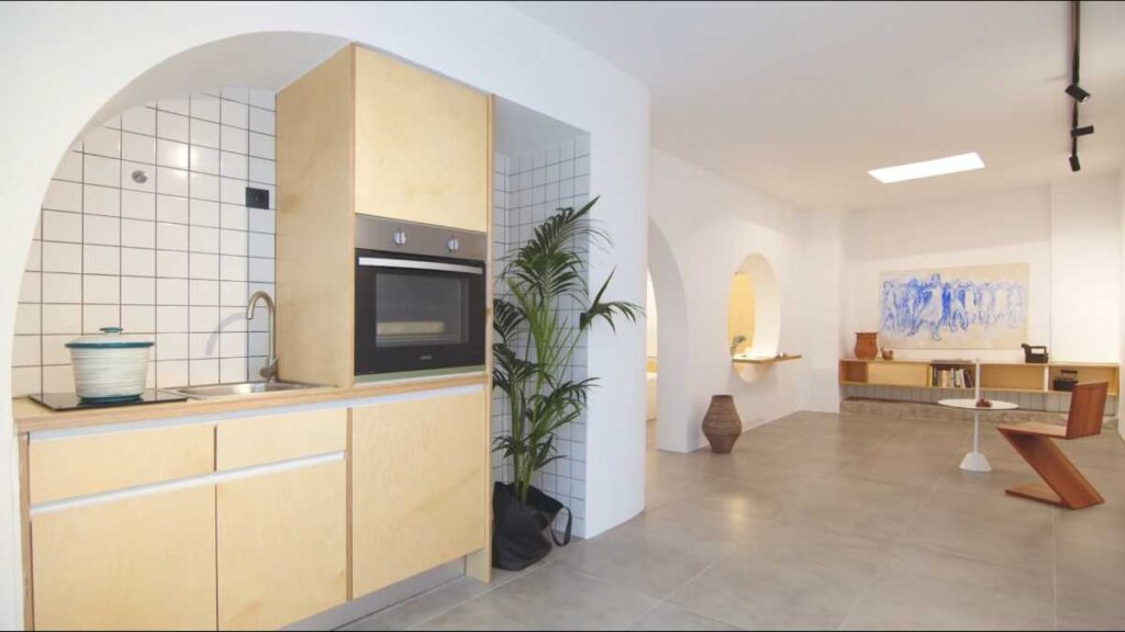 kitchen in basement transformation project