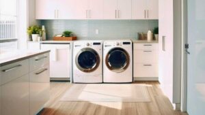 laundry room with washer and dryer set