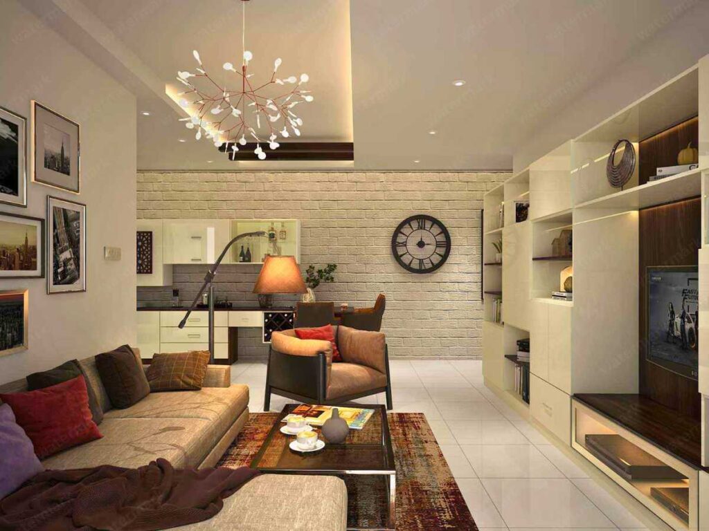 living room layered lighting design