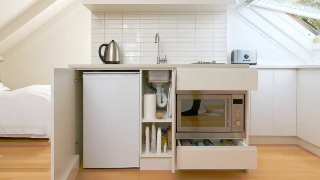 loft apartment transformation kitchenette