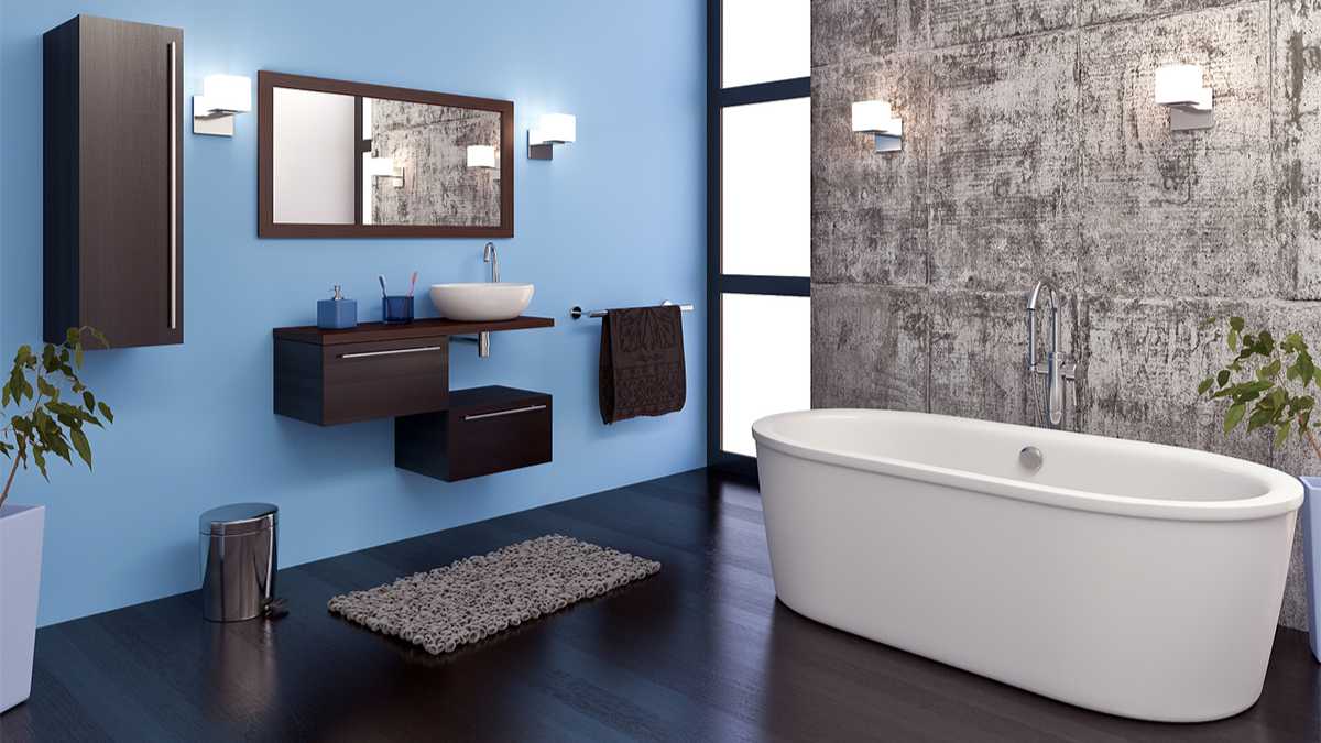 modern bathroom with sconces