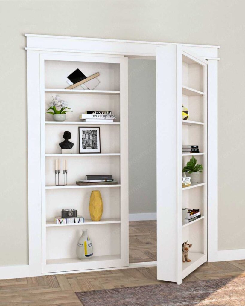 modern interior bookshelf hidden door