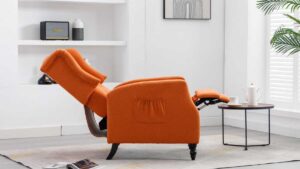 orange recliner chair in a room