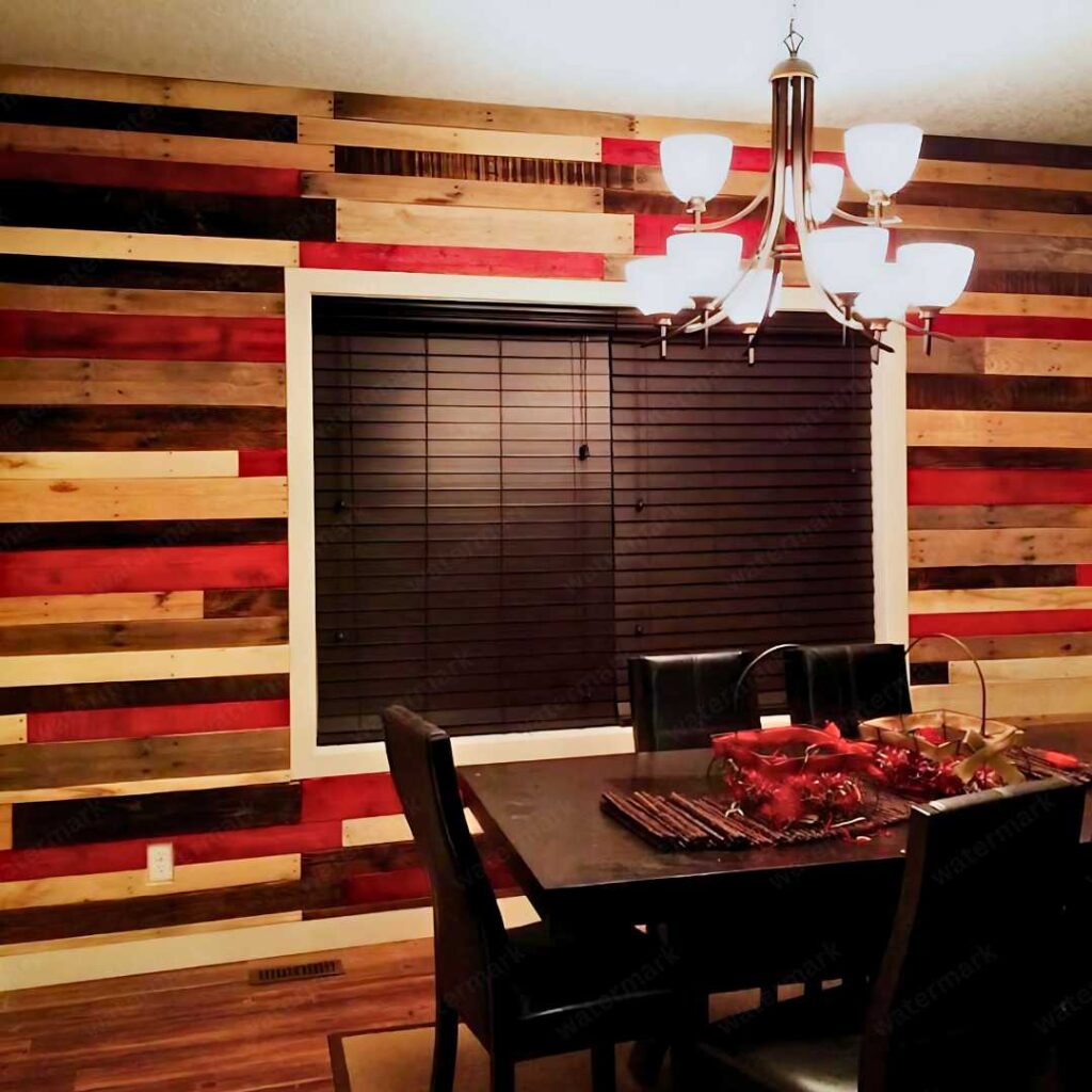 pallet as accent wall in dining room