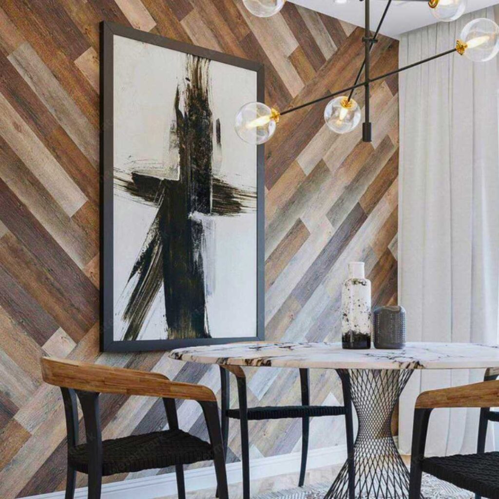 pallet as accent wall in dining room