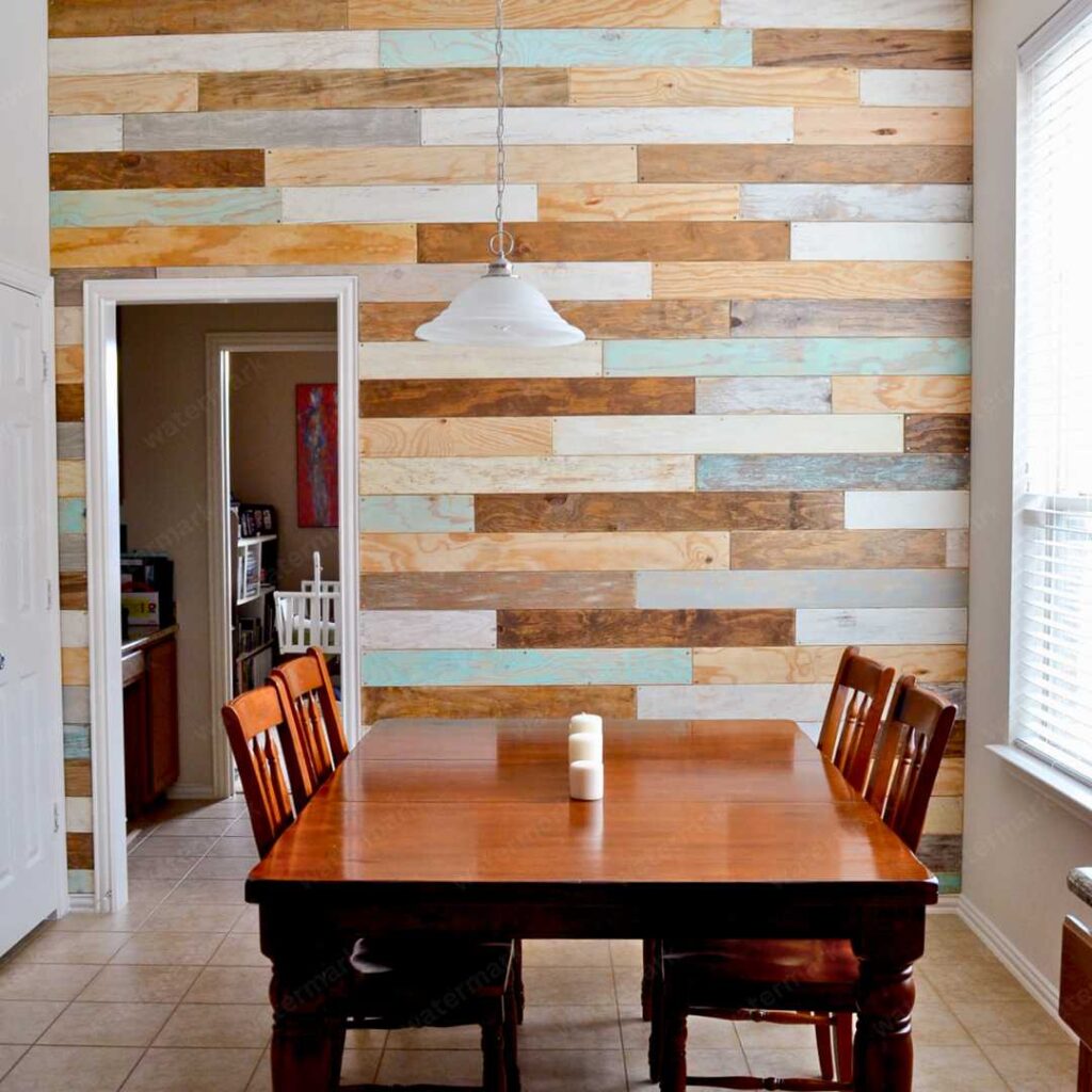 pallet as accent wall in dining room