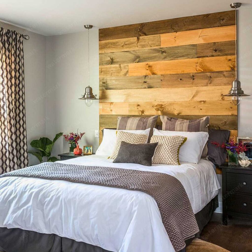 pallet as accent wall in bedroom