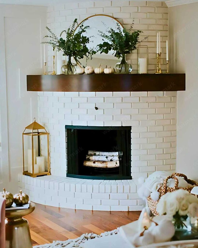 round Brick Fireplace