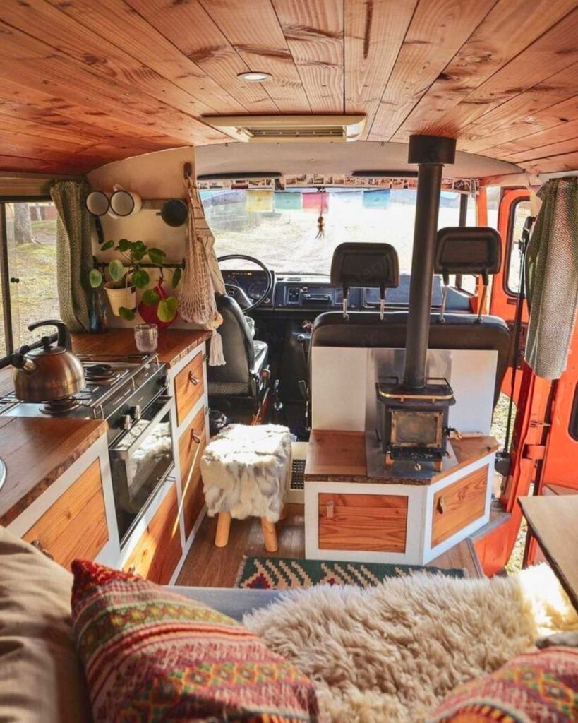 rustic camper van interior design