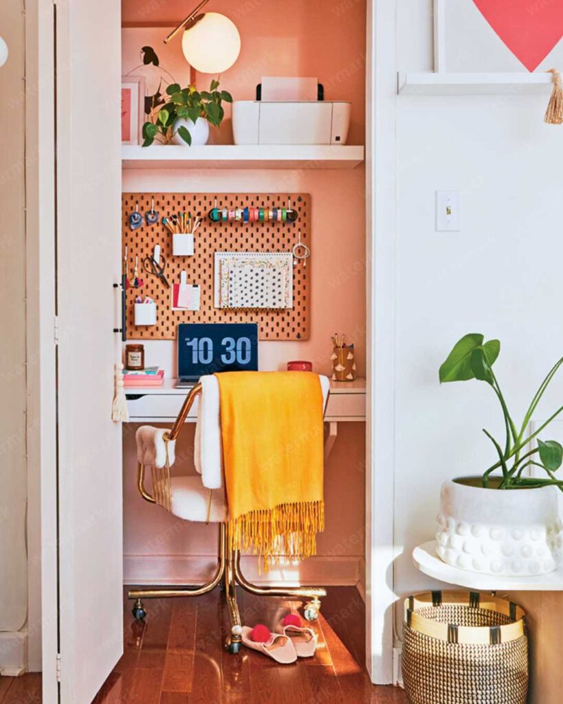 small home office in a closet