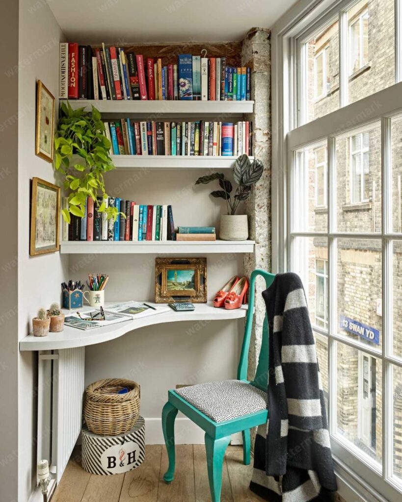 small home office with corner table