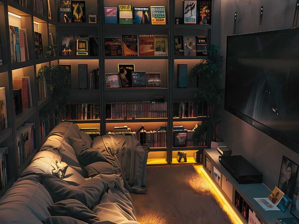 tiny movie room with tv