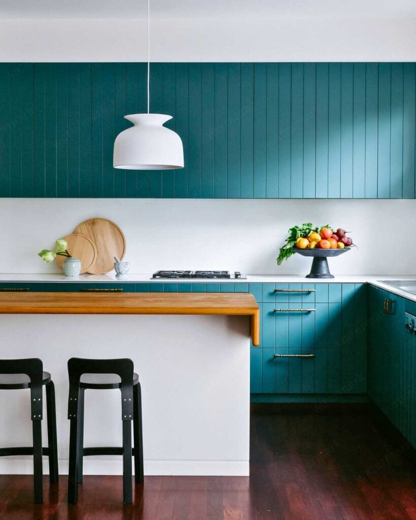 two toned kitchen cabinet design with island uses different color