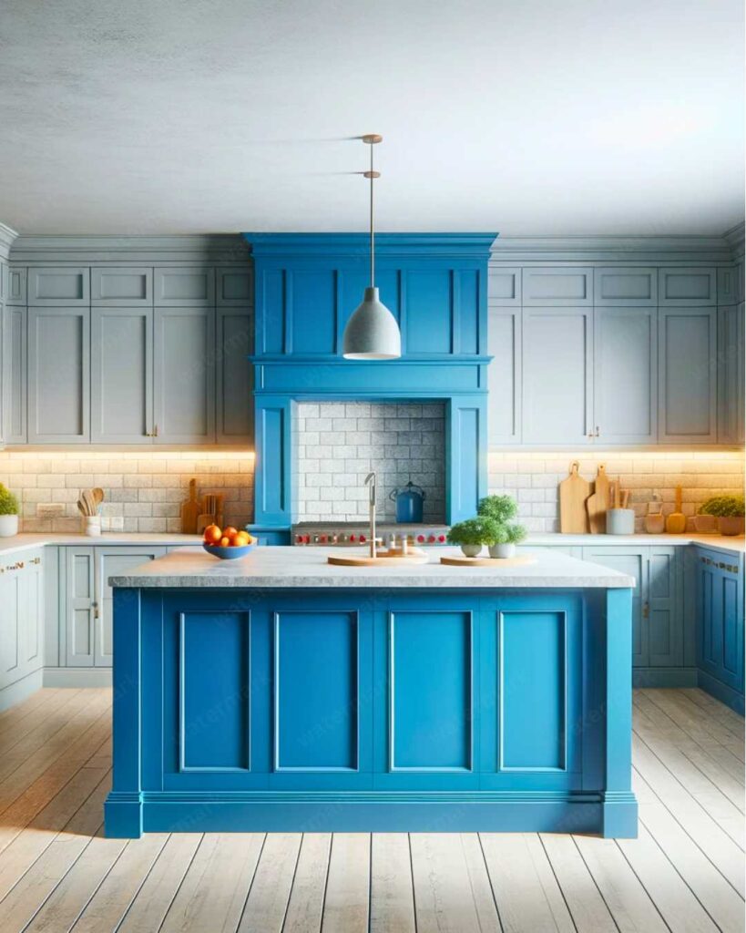 two toned kitchen cabinet design with vertical separation