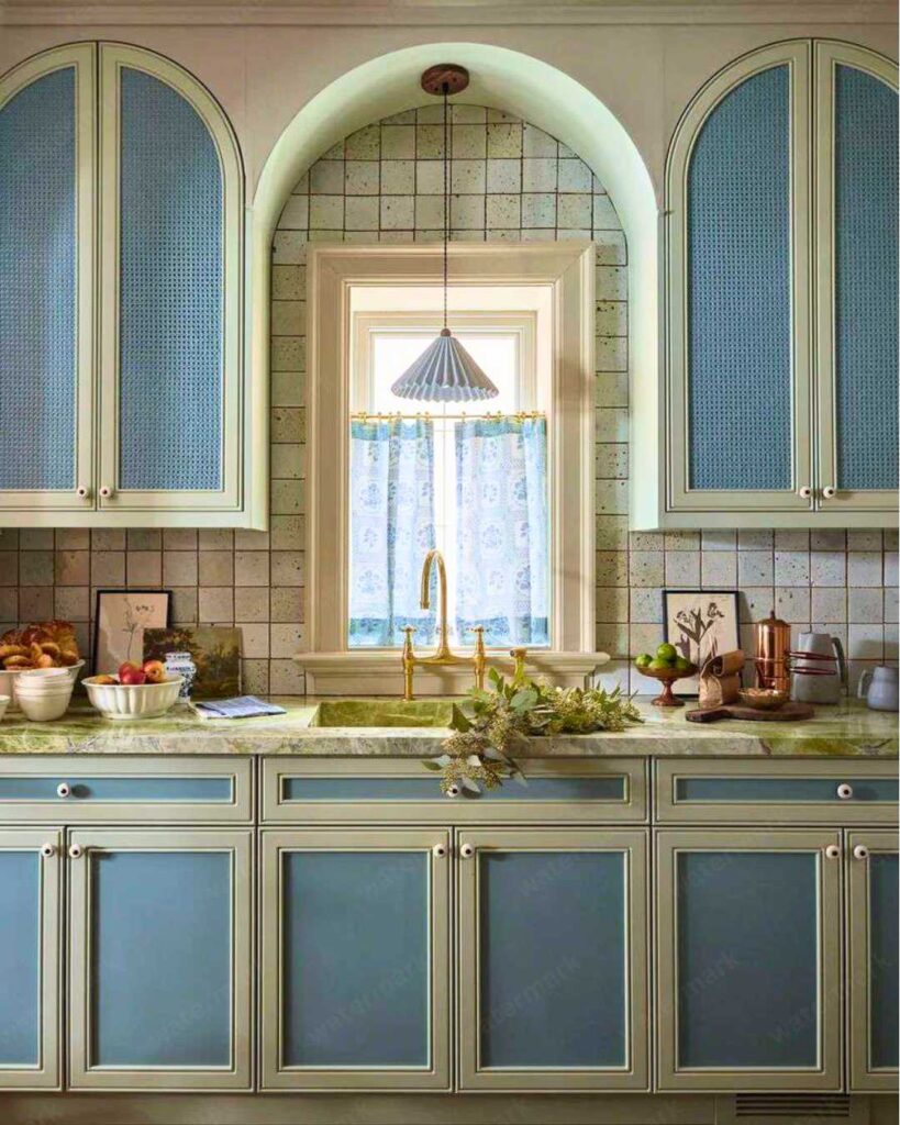 two toned kitchen cabinet design with frame panels contrast