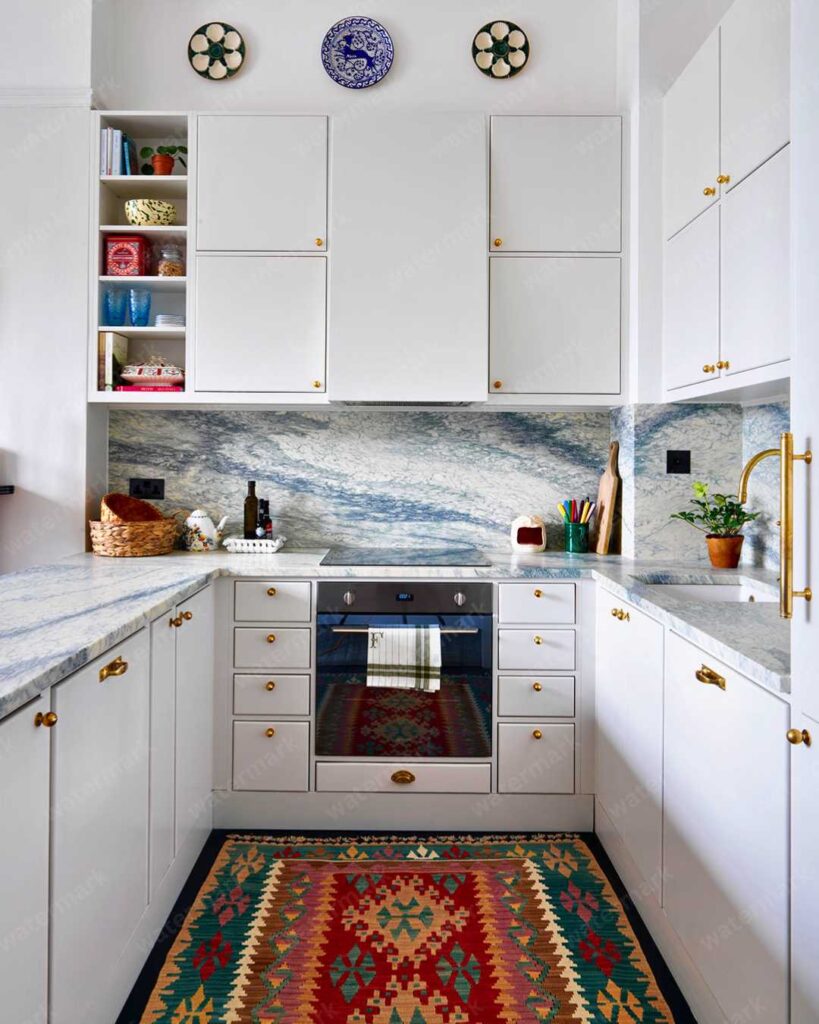 white kitchen stylish rug